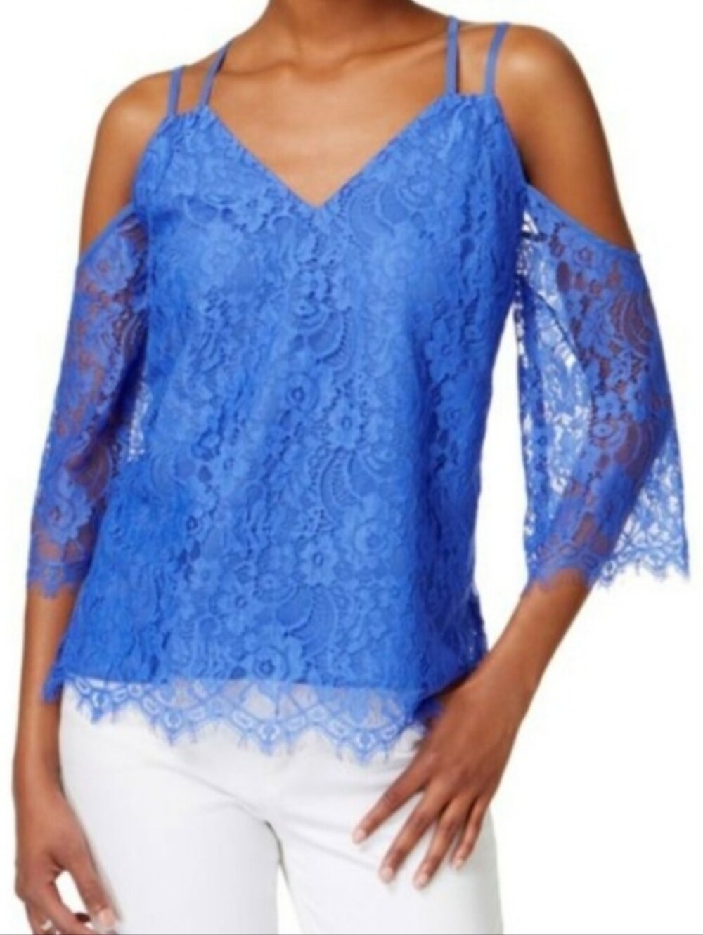 NWT Bar III Blue Lace Blouse M